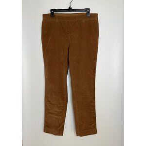 J Jill Fine Corduroy Pull On Stretch Straight Leg Pant Brown Crop Split Ankle 12